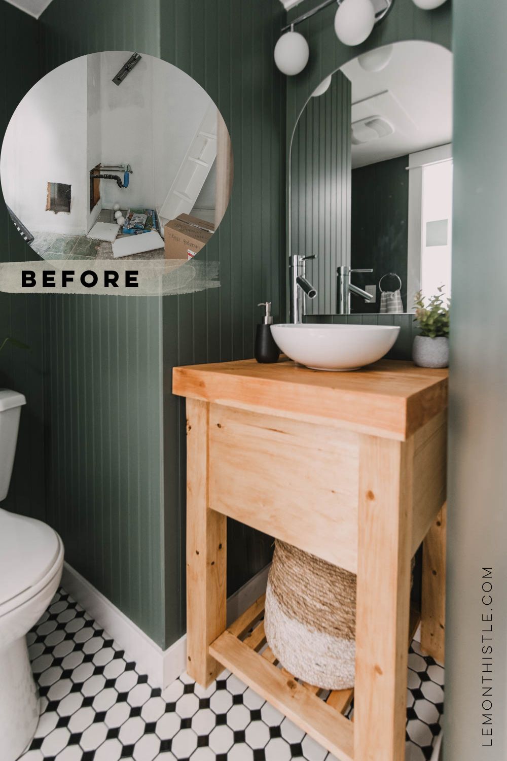 Bathroom renovation before and after — full gut remodel